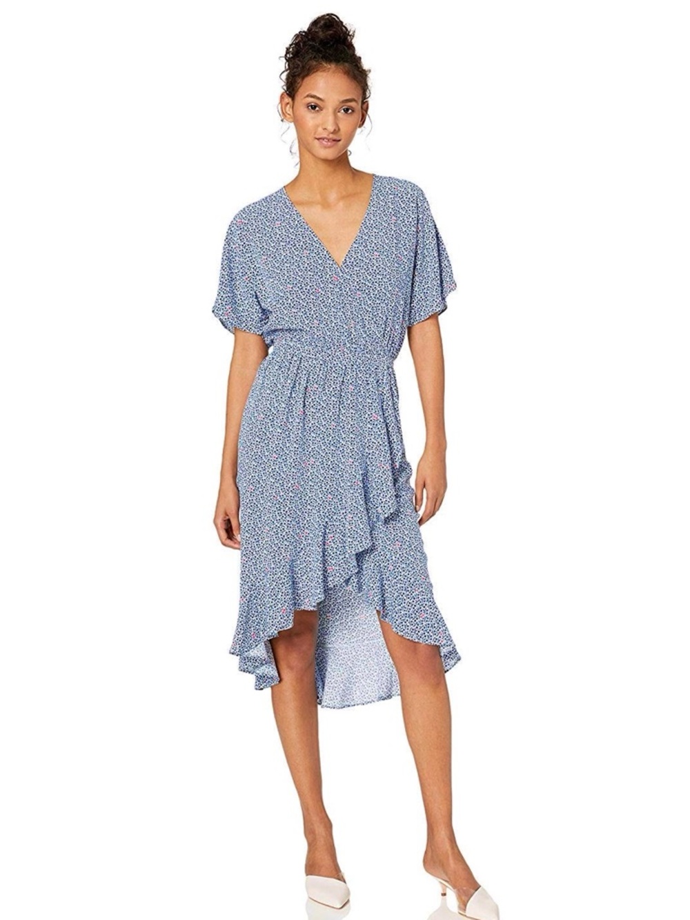 J.Crew Mercantile Blue Floral High-Low Wrap Dress Size M